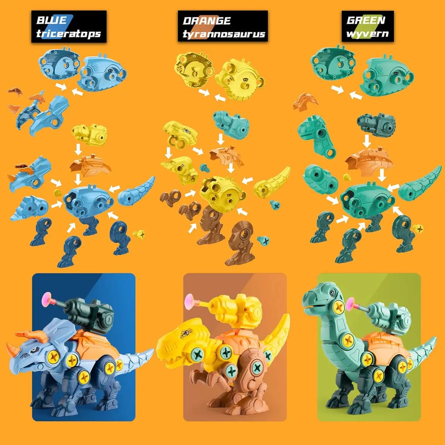Dinosaur Assembly Building Kit with Screwdrivers - STEM
